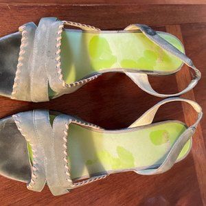 Campers Womens Green Suede heeled sandals